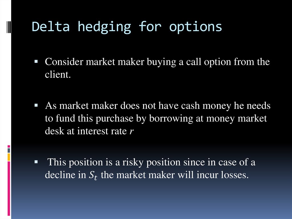Delta hedging for options
