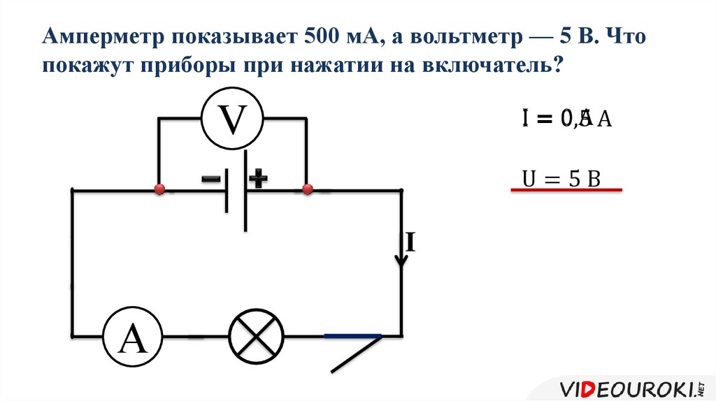 Что покажет вольтметр при разомкнутой цепи