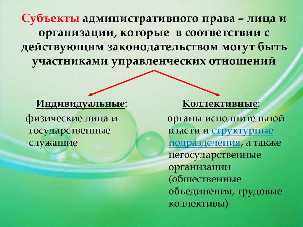 Объект административной деятельности. Субъекты администратвнго право.