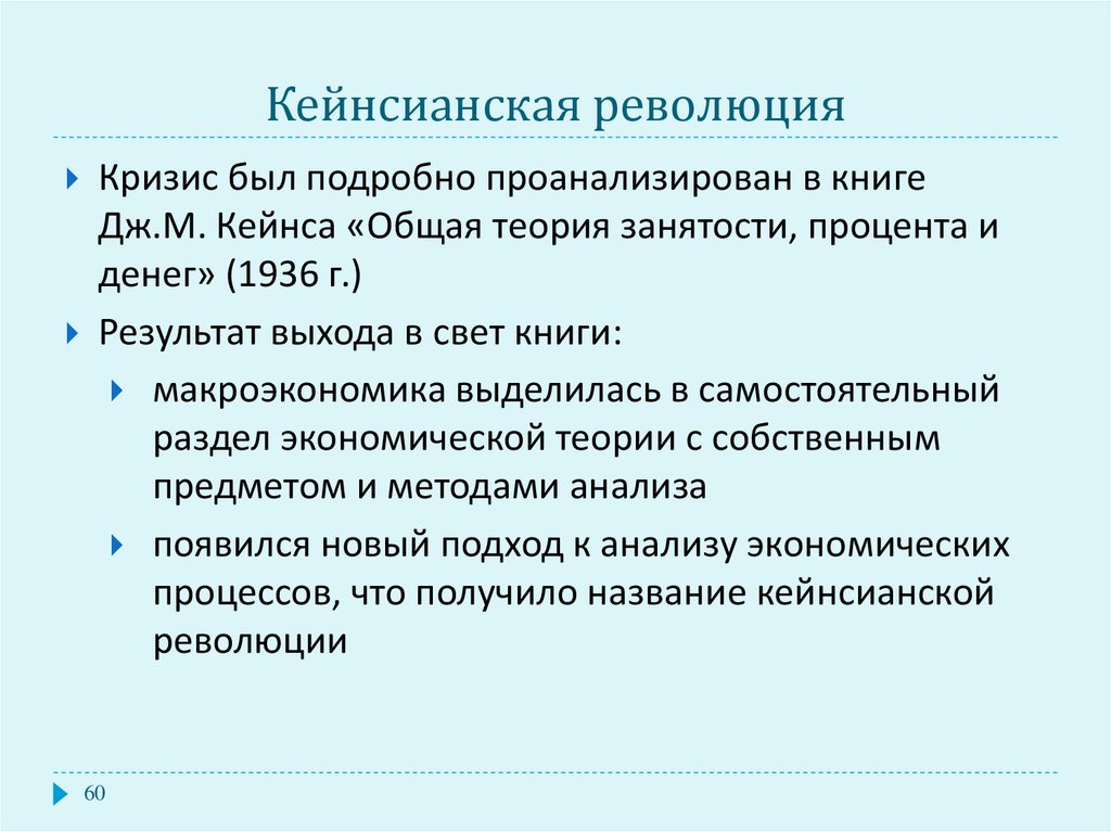 Кейнсианская революция причины содержание итоги презентация