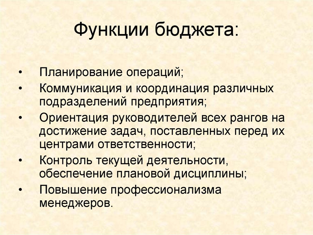 Бюджетная функция организации