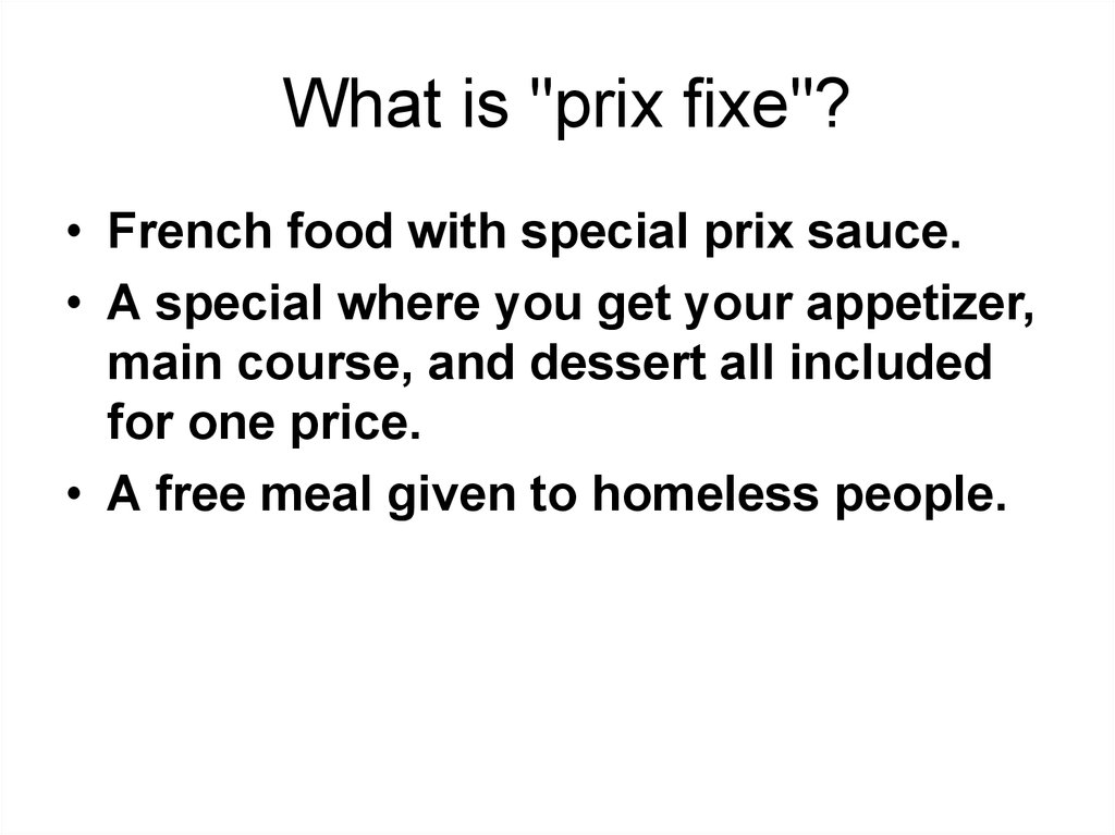  What is "prix fixe"?