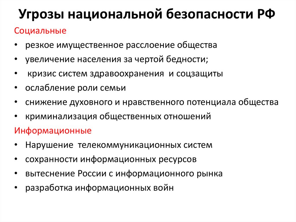 Внешняя национальная безопасность. Угрозы национальной безопасности России. Основные угрозы национальной безопасности РФ. Перечислите основные угрозы национальной безопасности РФ. Основные типы угроз национальной безопасности и их характеристика.