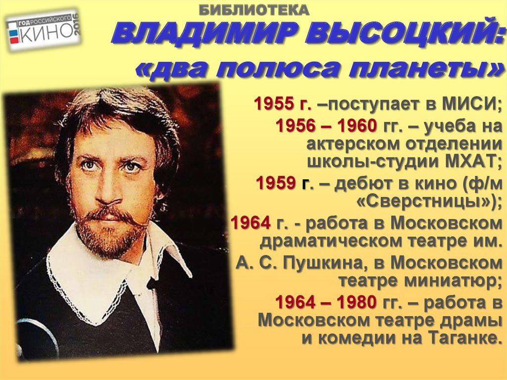 ВЛАДИМИР ВЫСОЦКИЙ: «два полюса планеты»