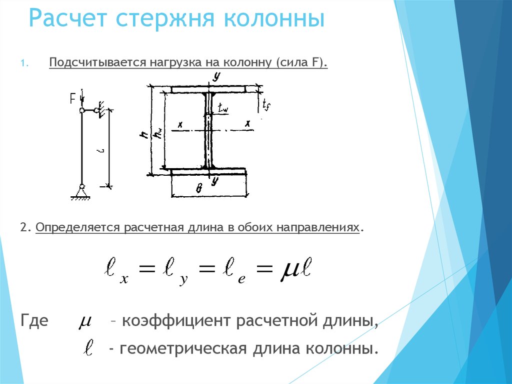 Длина стержня. Расчетная длина колонны однопролетной рамы. Как определить коэффициент расчетной длины колонны. Коэффициент расчетной длины металлических колонн. Как определить расчетную длину стержня.