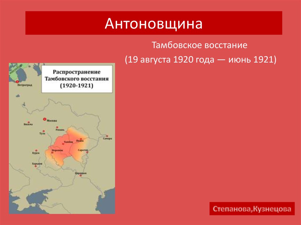 Реферат: Крестьянское восстание в Тамбовской губернии в 1919-1921 гг. Антоновщина