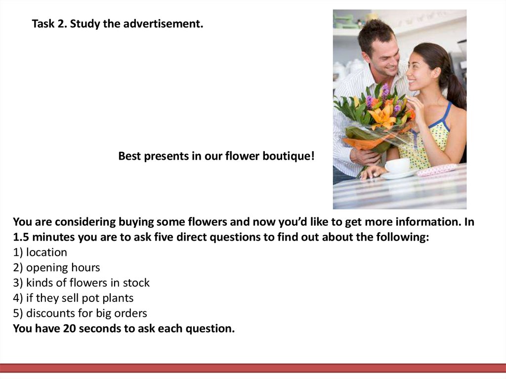 Task 2. Study the advertisement.