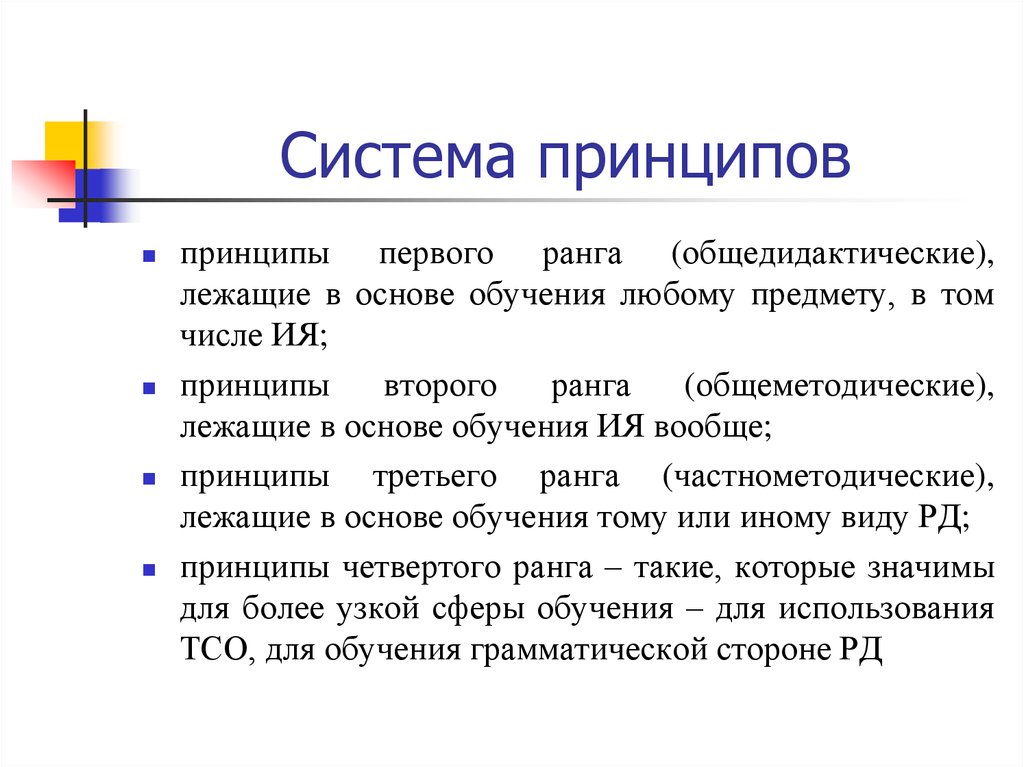 Современная система принципов. Принципы системы. Система принципов обучения. Принципы обучения впервые. 1. Система принципов обучения.