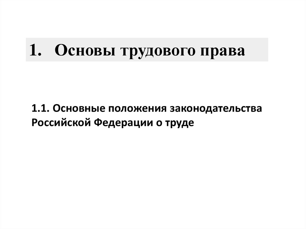 Презентация основы трудового законодательства