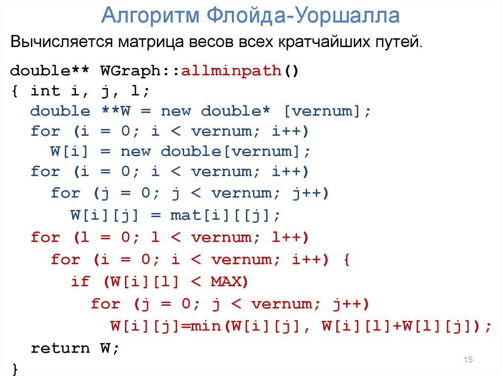 Алгоритм флойда уоршелла презентация