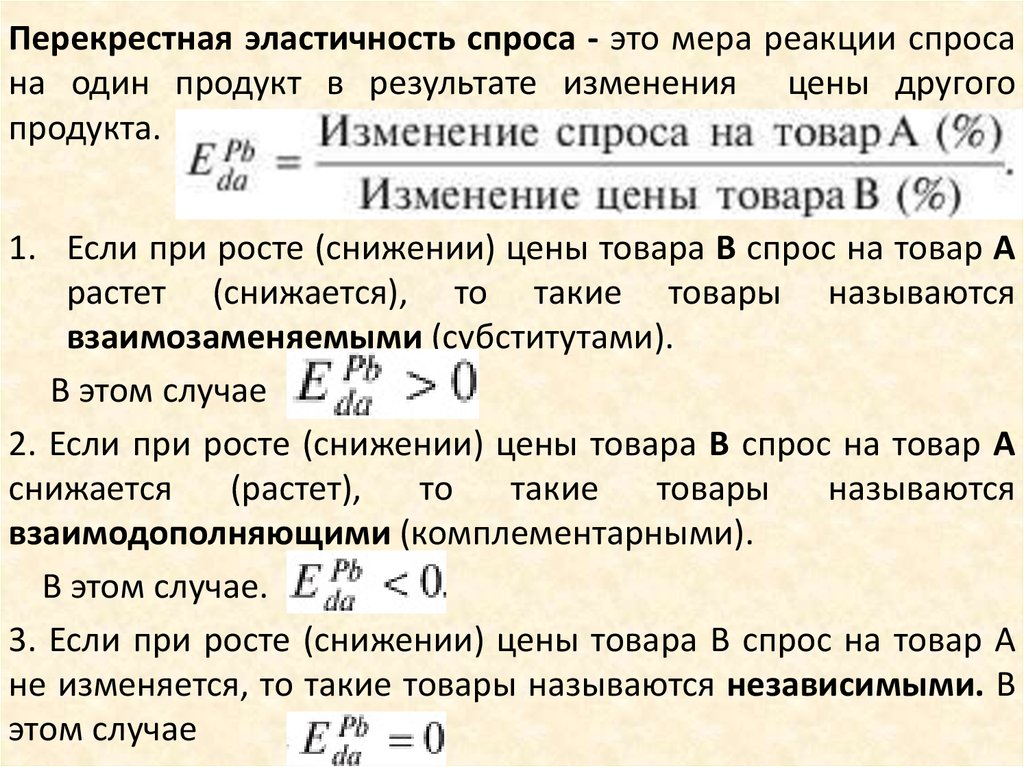 3 перекрестная эластичность спроса по цене