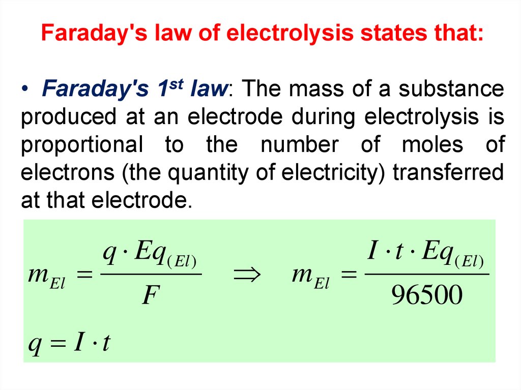 faraday's law of electrolysis chemistry class 12th