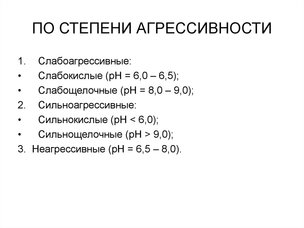 ПО СТЕПЕНИ АГРЕССИВНОСТИ