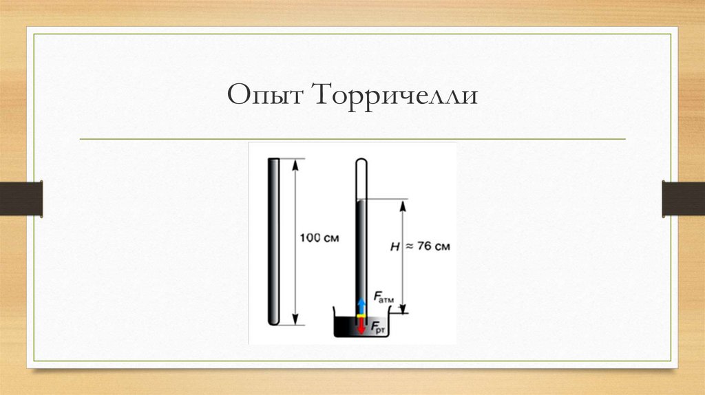 Схема опыта торричелли