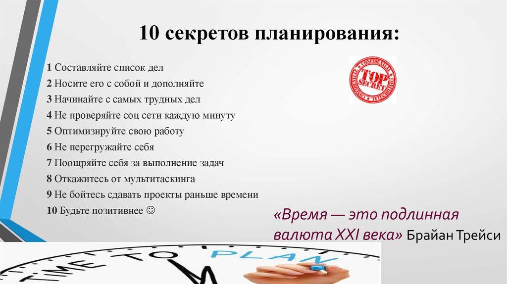 Распределение ресурса времени в плане на день должно соответствовать следующим требованиям