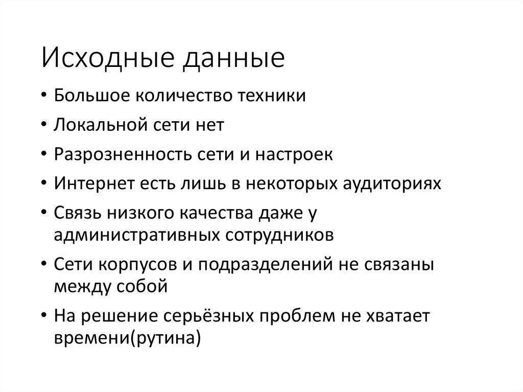 Исходные данные