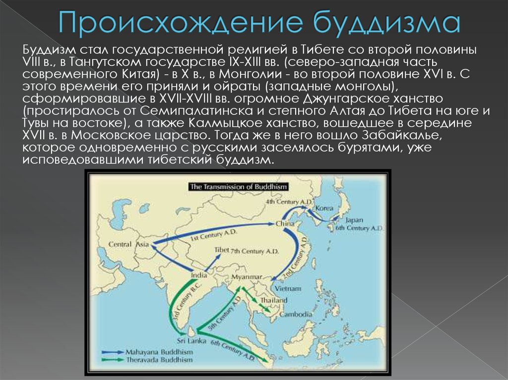 Карта возникновения буддизма