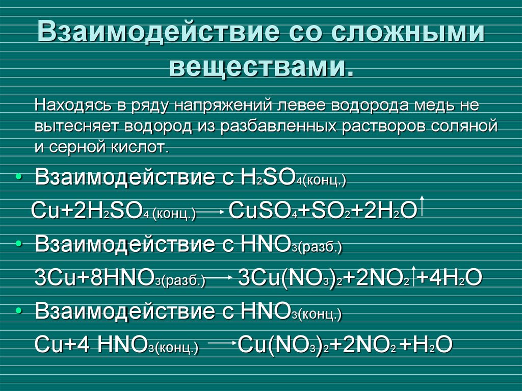 Медь не вытесняет водород из разбавленных кислот Почему Однако если к медной пластинке