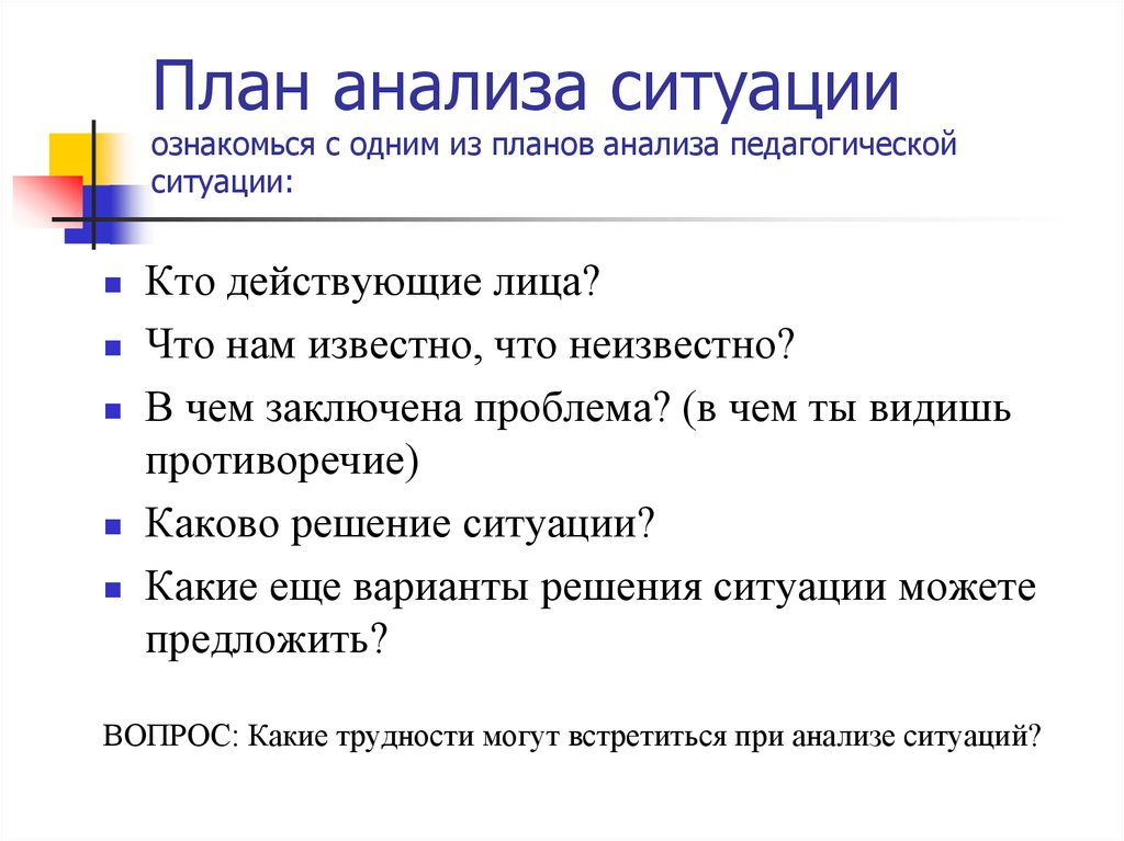 Ситуация план. Анализ педагогической ситуации. План анализа ситуации. Схема анализа ситуации. План анализа педагогической ситуации.