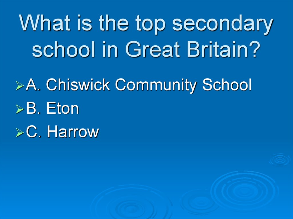What is the top secondary school in Great Britain?