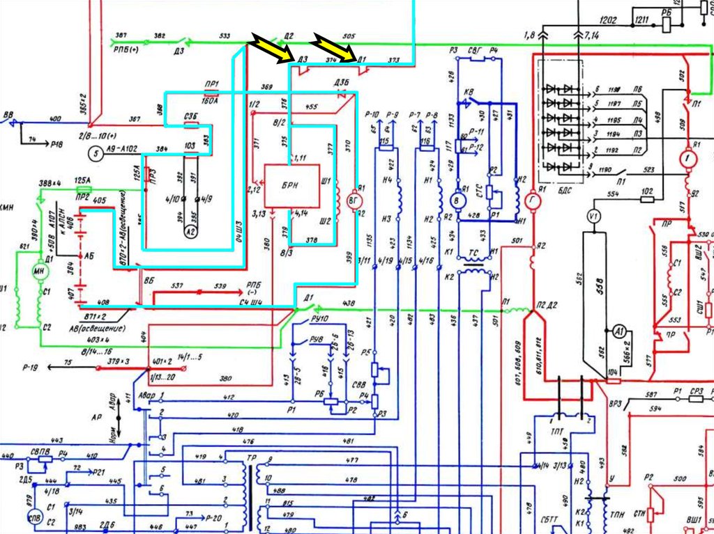 М62 электрическая схема тепловоза