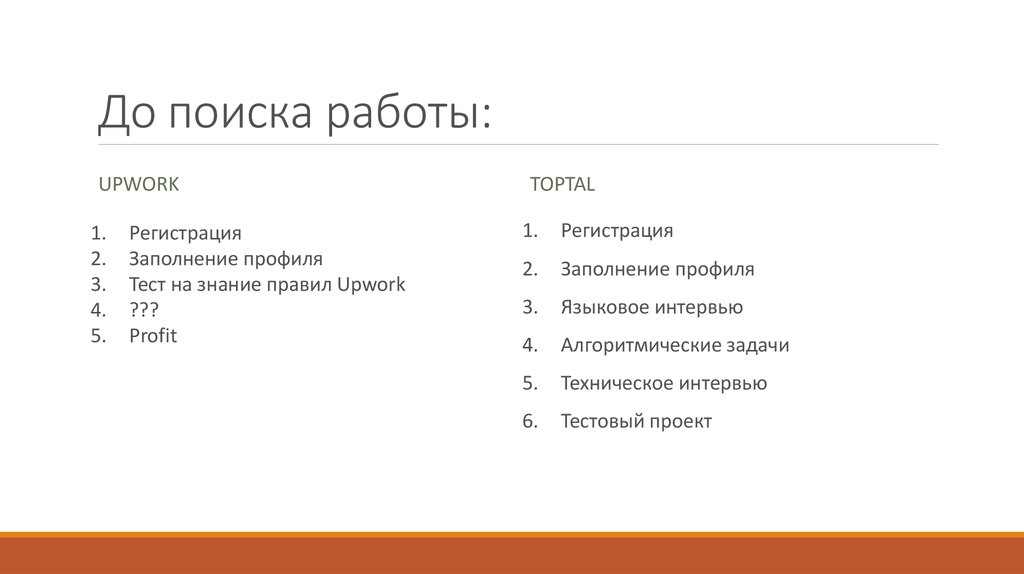 До поиска работы: