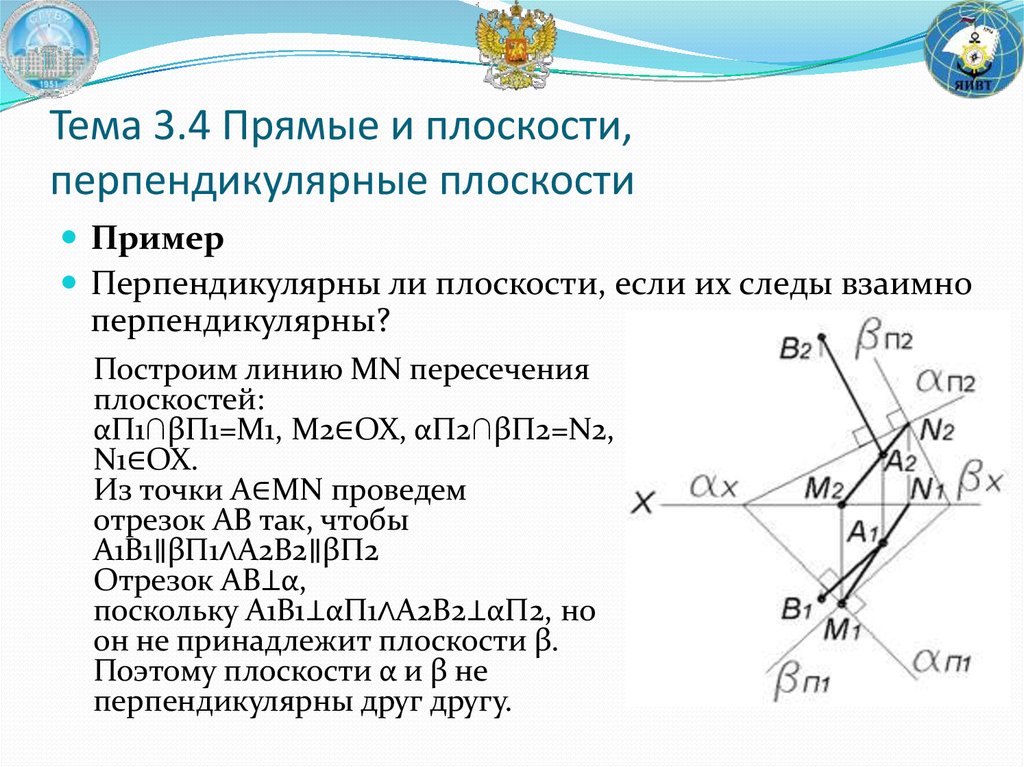 Расстояние между перпендикулярными плоскостями