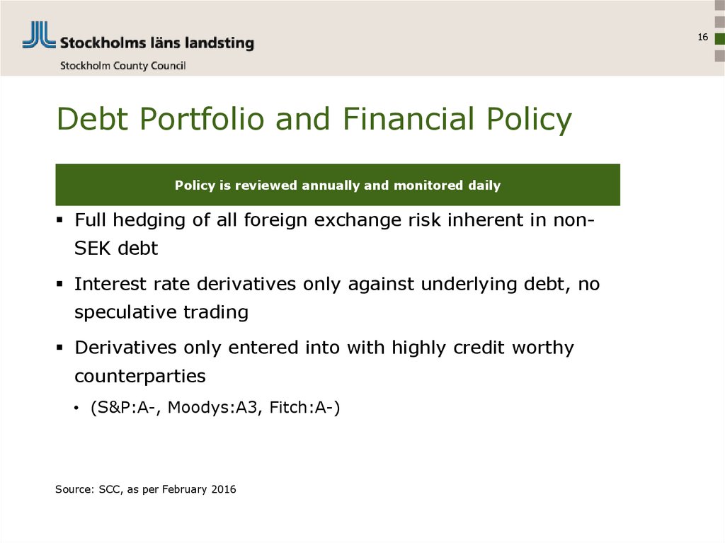 Debt Portfolio and Financial Policy