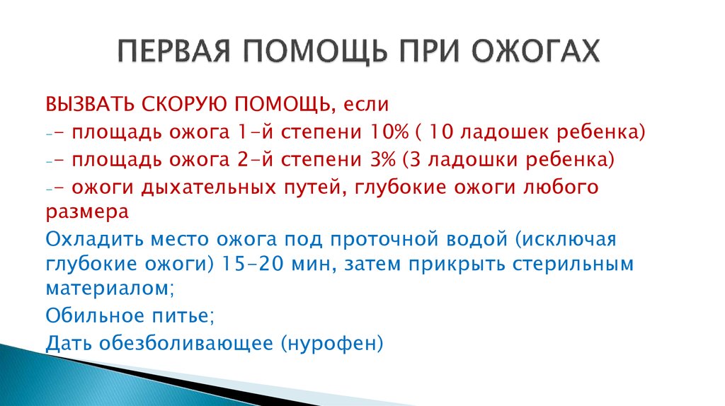 Термический ожог 1 степени карта вызова скорой медицинской помощи