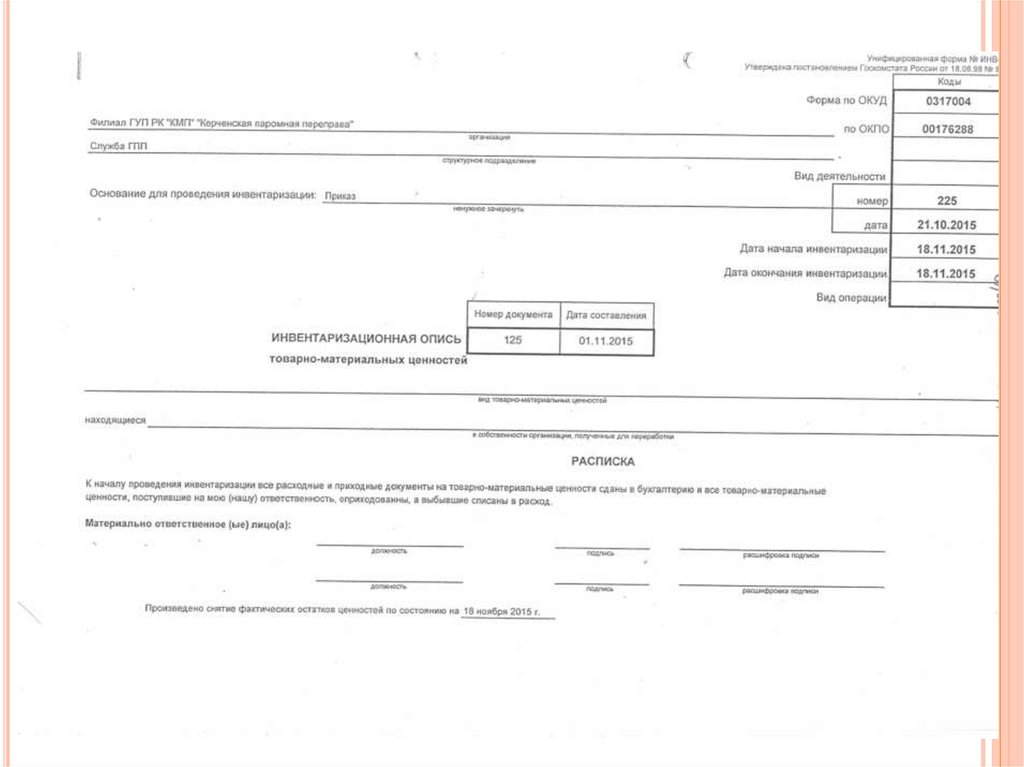 Переоценка материальных ценностей. Инвентаризация. Инвентаризация МПЗ. Порядок проведения инвентаризации материальных запасов. Инвентаризационная опись по материальным запасам.