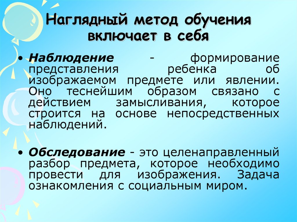 Роль наглядных методов