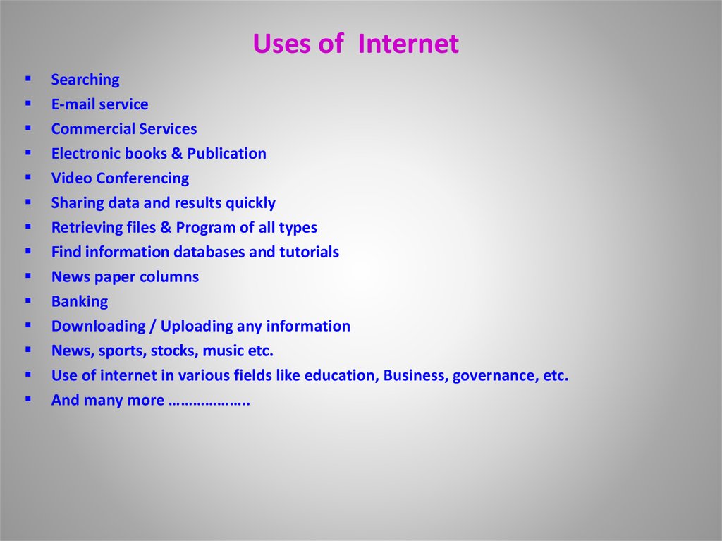 uses of internet