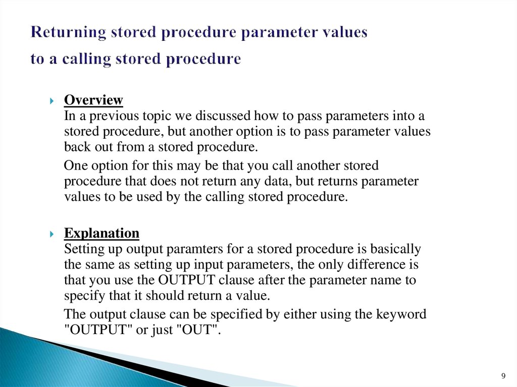SQL Server Stored Procedure Online Presentation