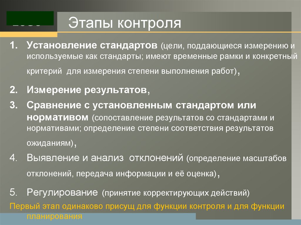 Контроль характеризуется