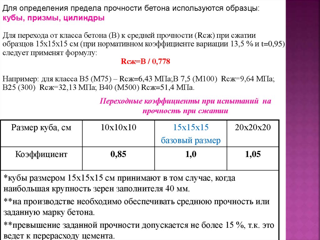 Прочность бетона презентация