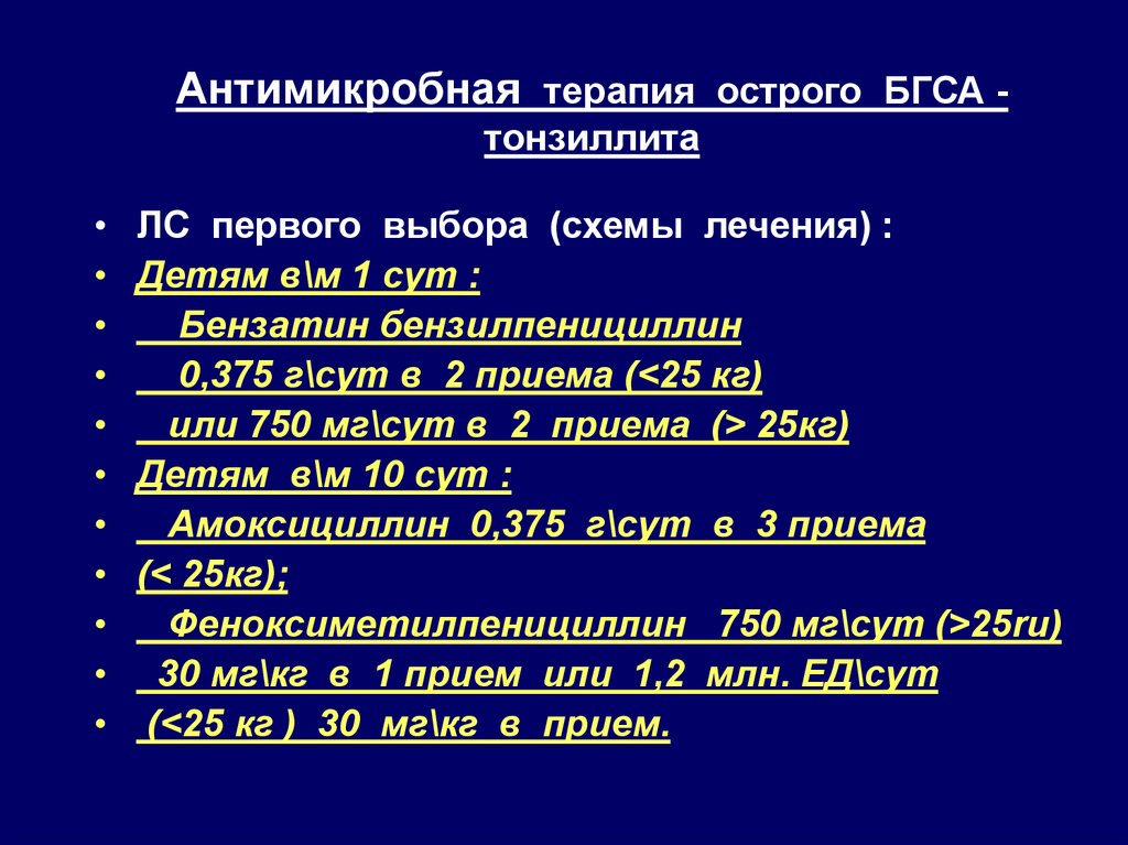 Схема лечения тонзиллита