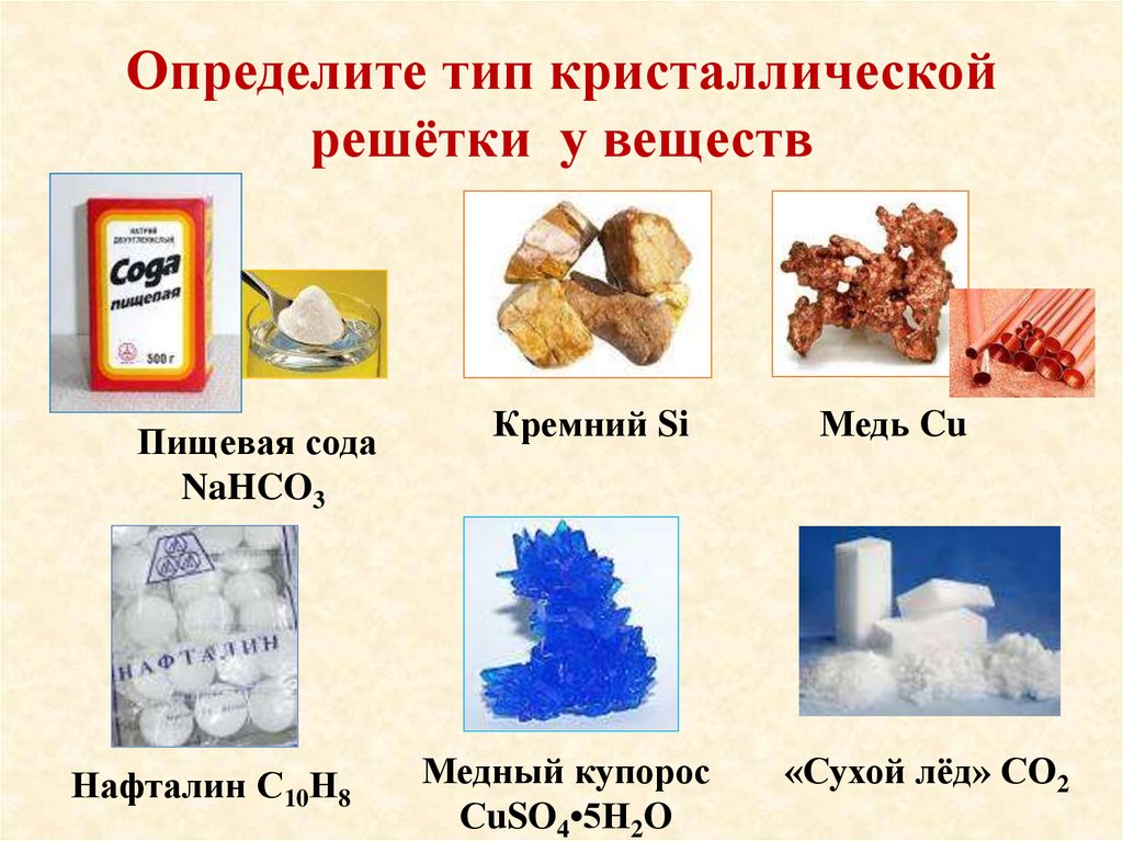 Кристаллическим веществам относится. Определите Тип кристаллической решетки вещества. Сода nahco3 кристаллическая решетка. Определите Тип кристаллической. Виды кристаллических решёток в химии.