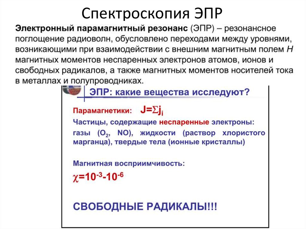 Спектроскопия эпр ямр презентация