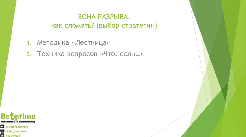 ЗОНА РАЗРЫВА: как сломать? (выбор стратегии)