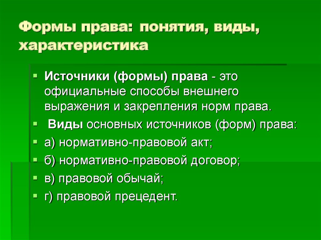 Виды источников права презентация