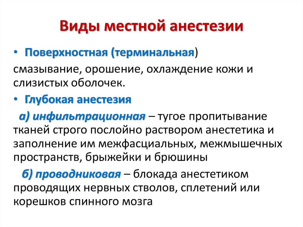 Виды местного обезболивания презентация