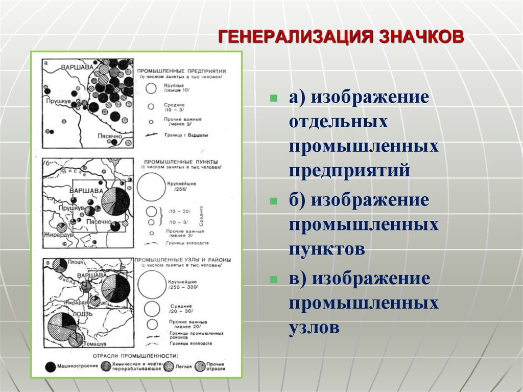 Генерализация картографических изображений обычно проявляется в