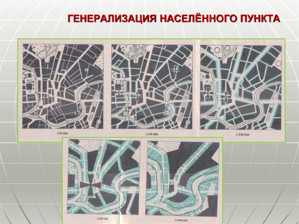 Генерализация картографических изображений обычно проявляется в