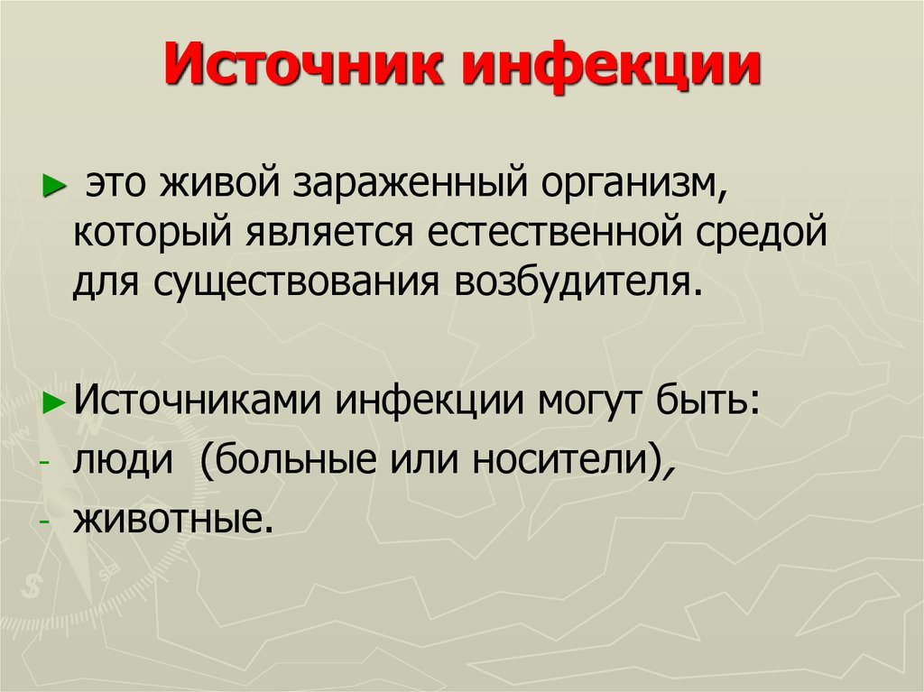 Источники заражения