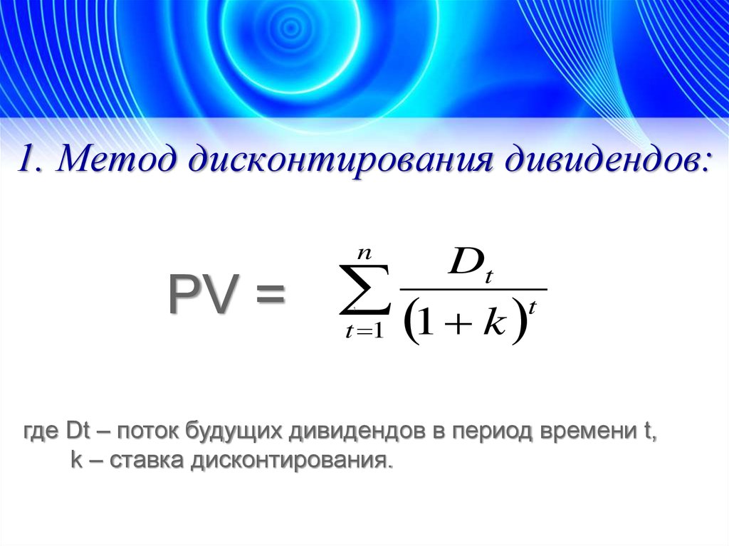 Способ дисконтирования. Модель дисконтирования дивидендов. Метод дисконтированных дивидендов формула. Модель дисконтирования дивидендов формула. Метод дисконтирования формула.