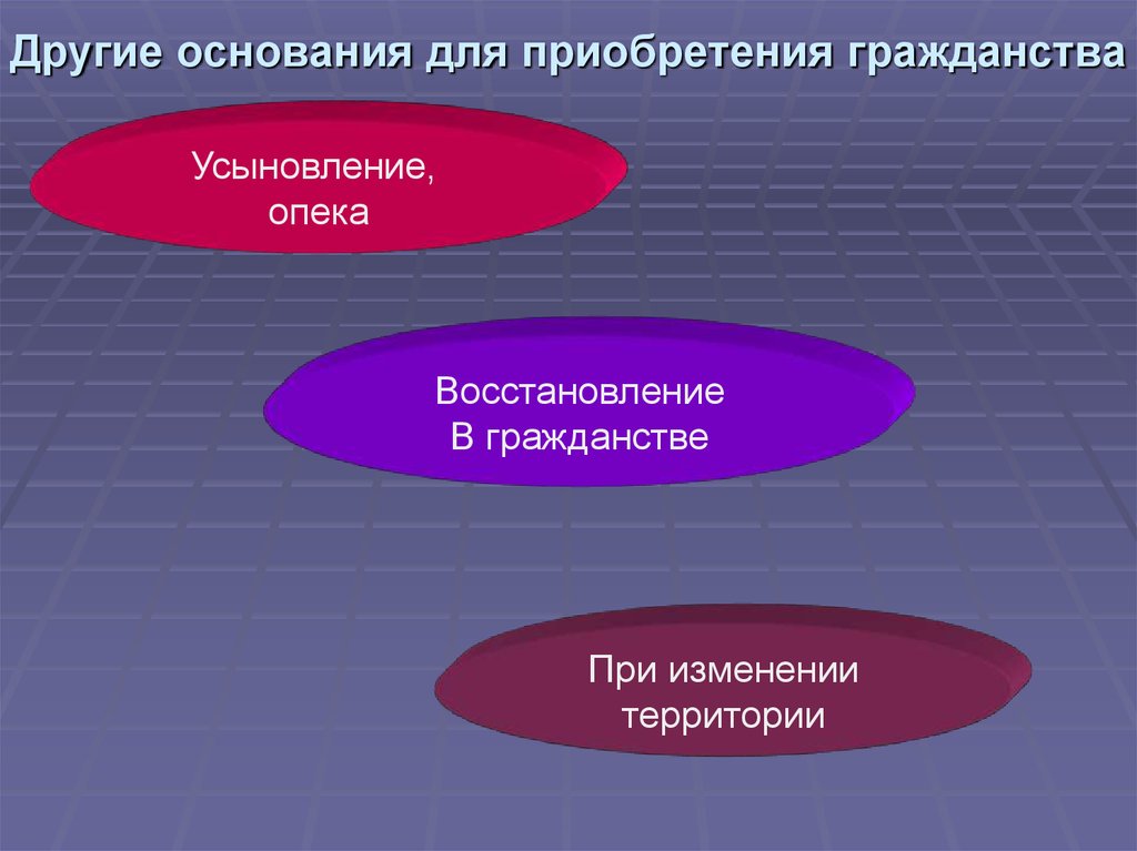 Иное основание. Иные основания приобретения гражданства. Основания приобретения гражданства усыновление. Иные основания изменения гражданства. Усыновление ребенка формы приобретения гражданства.