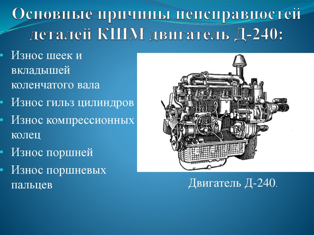 Признаки неисправностей кшм двигателя