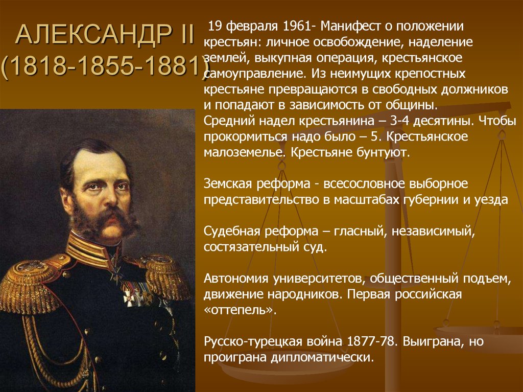 АЛЕКСАНДР II (1818-1855-1881)