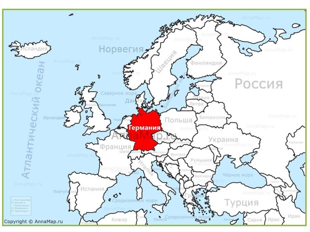 Политическая карта где находится германия