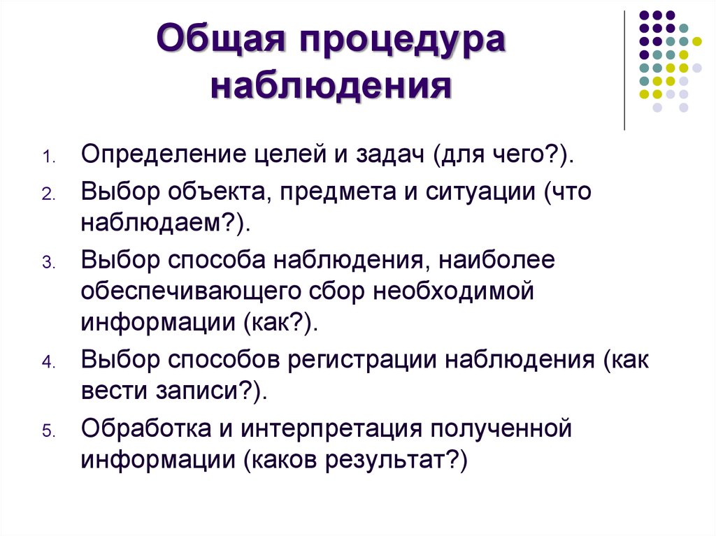 Процедура наблюдения. Общая процедура наблюдения. Требования к методу наблюдения в психологии. Выберите определение наблюдения. Основные принципы слежки.